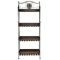 Bamboo and Metal Bakers Rack - Pewter/ Rattan