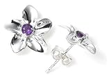 Sterling Silver and Amethyst Flower Earrings by Zina