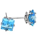 10K Swiss Blue Topaz 6mm Square Earrings