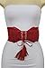TFJ Women Elastic Wide Fashion Corset Bow Belt High Waist Tassel S M L Red