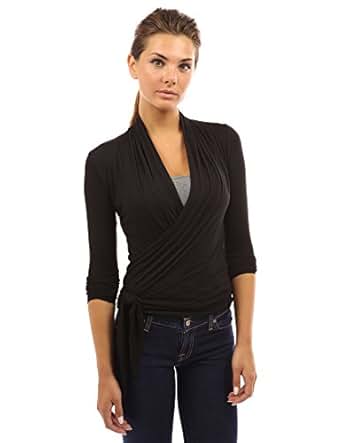 PattyBoutik Women's Convertible Long Sleeve Casual Wrap Knit Top at Amazon Womenâs Clothing 