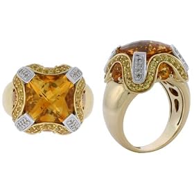 Buy 14K 2-Tone Gold Ladies Diamond Citrine Ring. Sized to order by Sabrina Silver