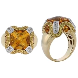 Buy 14K 2-Tone Gold Ladies Diamond Citrine Ring by Sabrina Silver