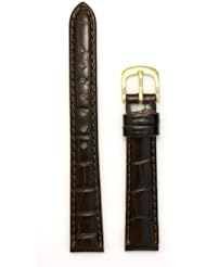 Ladies Alligator Grain Leather Watchband Brown 12mm Long Watch Band - by JP Leatherworks