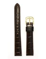 Ladies Alligator Grain Leather Watchband Brown 14mm Long Watch Band - by JP Leatherworks