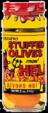 Habanero Stuffed Olives From Hell - Martinis were never so potent. Each queen olive is stuffed with a chunk of habanero pepper to bring out the sinner in every saint.