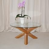 Trio _ Round Solid oak glass coffee table