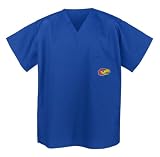 KU Kansas University Jayhawks Logo Scrub Top Shirt -Size MED- Official NCAA College Logo Apparel UNIQUE CHRISTMAS GIFT Ideas for HIM HER Man Men Woman Women Fans Ladies Students Nurses Medical Uniforms SALE