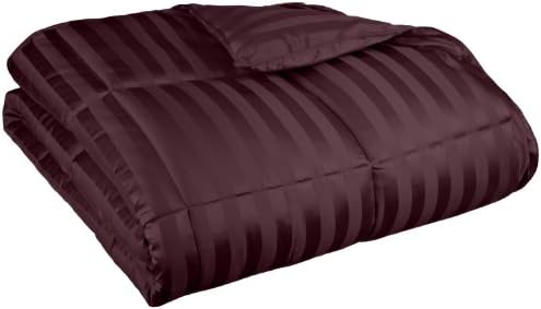 Oversized All-Season Luxurious Wide Stripes Down Alternative Comforter, King, Plum by Grand Down