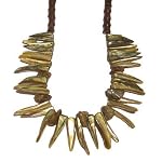 Agate Necklace 10 Beaded Healing Prehnite Abalone Shell Wood Green Brown 19