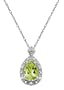 10k White Gold, August Birthstone, Peridot and Diamond Pear Shaped Pendant