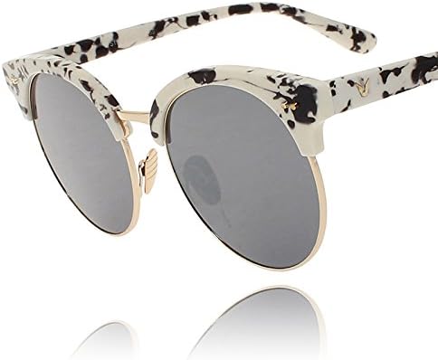 CoWalker® Stylish Dazzle Flash Lens Sunglasses Sun Protective Eyewear Semi Frame Eye Glasses Summer Goggles