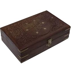 Gift Boxes for Jewelry Brass Inlay Work Wood Carving (wc431)