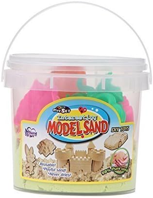 Lixin Space Kit's Sand -Bucket of Moon Sand(2.2lb) &amp;4 Traffic Tool Molds Activity Set (Sand &amp; Mold Color Random)