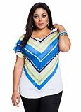 Ashley Stewart Womens Plus Size Zigzag Striped Knit Top