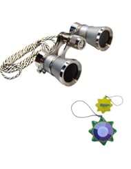 Photography: 3 x 25 Opera Glass Binocular Platinum Perl with Silver Necklace Chain by HQRP plus UV Meter - HQRP