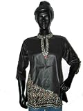 Designer Tunics Black Designer Silk Kurti Coverup Clothing Of India Casual Dresses Hand Embroidery Size M