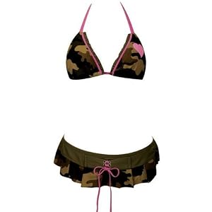 Buy AM663 2pc Bikini Set Camouflage Print with Pink Ties by Marina West