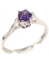 High Quality 925 Solid Sterling Silver Genuine Natural Amethyst Solitaire Ring - Finger Sizes 4 to 12 Available