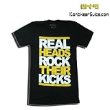 8&9 "REAL HEADS" Printed Men's T-shirt By EIGHT & NINE DESIGNS Limited Black/Yellow/White Jordan Colorway Beginning Moments Package B.M.P. Hand Printed 8&9 S/S Tee w/ FREE BANDANA