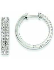 0.3 Carat 14K White Gold Diamond Double Lined Hinged Hoop Earrings