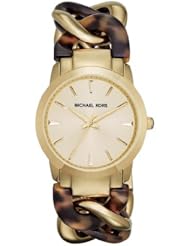Michael Kors Goldtone Twist Chain Link Bracelet Watch Tortoise Mk4279