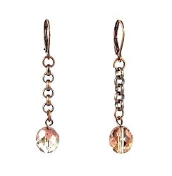 Earrings - E422 - Half Copper Plated 10mm Bead with Chain