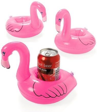 Extrafun Inflatable pink flamingo coasters (6 pieces)
