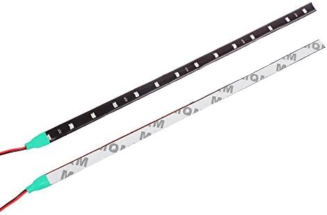 GQE LED Car Strip 30cm 15SMD 3528 Waterproof HighPower 12V Daytime Running Light Auto Decorative Flexible Strip Light DRL (5 pcs, Green)