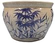 Blue and white crackle bamboo planter, fishbowl - porcelain