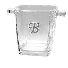 Culver Inc. Monogram B Glass Square Base Cooler Ice Bucket by Culver