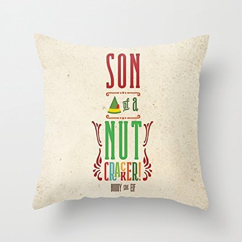 OneMattese Buddy the Elf Son of a Nutcracker Throw Pillow 18 X 18 Square Cotton Linen Pillowcase Cover Cushion D:286