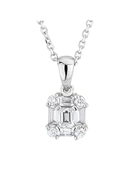 Baguette and Round Diamond Pendant 3/8ctw