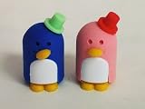 Mr. & Mrs. Penguin TRC Japanese erasers (Pink/ Blue), hard to find, cute!