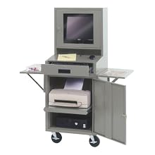 Edsal CSC6625GY 24-1/2-Inch Wide by 22-1/2-Inch Deep by 62-3/4-Inch High Mobile LCD Monitor Computer Cabinet, Light Grey