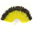 Yellow Marabou Feather Fan with Peacock Tips