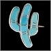 Southwestern Saguaro Cactus Pin or Pendant with Turquoise Inlay in Sterling Silver by Native American Navajo Artist Earl Plummer, #TP162