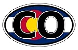 Colorado CO on State Flag Car Bumper Sticker Decal Oval