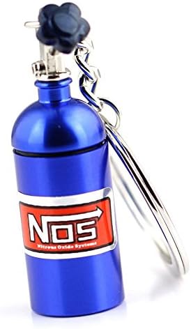 Myhung NOS Mini Nitrous Oxide Bottle Keyring Key Chain Ring Keyfob Stash Pill Box Storage Turbo Keychain (Blue)