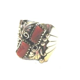 Buy Navajo Handcrafted and Hallmarked Sterling Silver and Red Coral Ring by Roger Enterprises