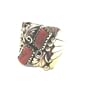 Navajo Handcrafed & Hallmarked Sterling Silver & Red Coral Ring, sz 11