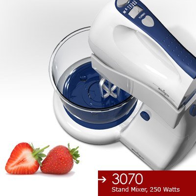 Miallegro 3070 Two-in-One: Stand Mixer & Hand Mixer, 250 Watts, Glass Bowl, 5 Speeds plus Turbo