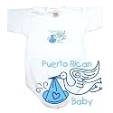 BABY BODYSUIT WHITE " LIGHT BLUE STORK PUERTO RICAN " PUERTO RICO 0 - 3 Months