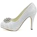 Elegantpark HC1413P Women's Closed Toe Rhinestones Platform Stiletto Heel Lace Pumps Wedding Bridal Shoes