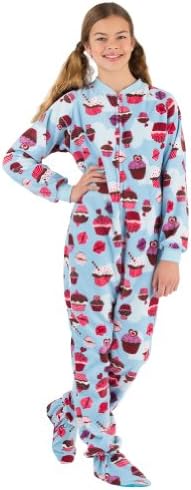 Footed Pajamas Blue Cupcakes Kids Fleece