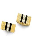 14k Gold and Diamond Channel Set Onyx Cufflinks