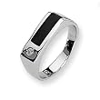Diamond and Onyx Sterling Silver Men's Ring (Sizes 9-11)