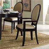 Set of 2 Dining Arm Chairs with Oval Back in Black Cherry Finish