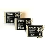 Genuine Epson Inkjet Ink Cartridge T1241 Black 3 Pieces for Workforce 320, 323, 325, 435 Stylus NX125, NX127, NX130, NX230, NX330, NX420, NX430 ~ Epson