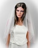 Ivory Bridal Veil with Rhinestone Edges for Wedding, QuinceaƱera, Party or Costume